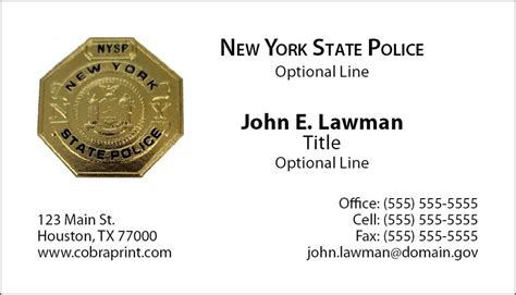 police business cards foil badge.